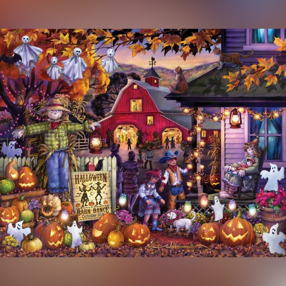 Vermont Christmas Company Halloween Barn Dance 1000 Piece Puzzle Wollenmann